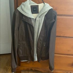 Obey Leather Jacket with sweatshirt lining